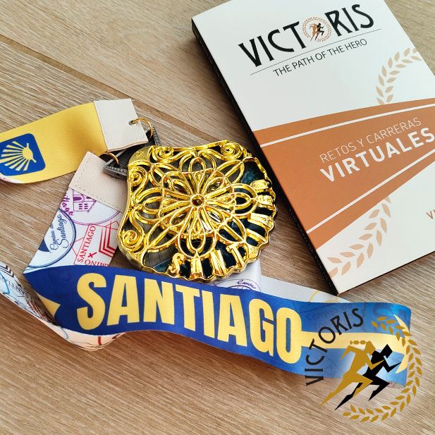Diseño medalla Camino de Santiago. Retos virtuales Victoris.es