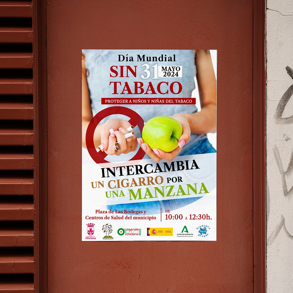 Diseño de cartel día mundial sin tabaco. Ayuntamiento de Chiclana 2024.