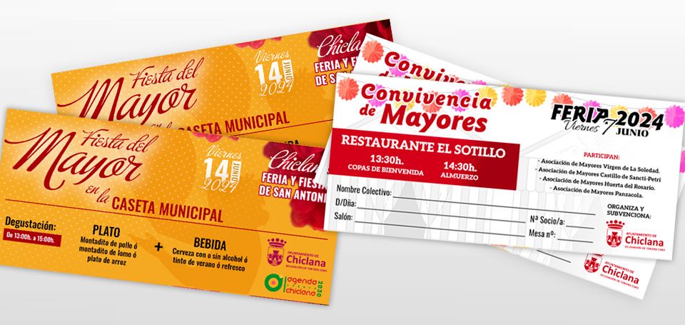Diseño de ticket para la feria de Chiclana. Ayuntamiento de Chiclana 2024.