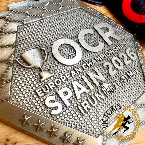 Diseño de medalla finisher Campeonato de Europa OCR 2026.
