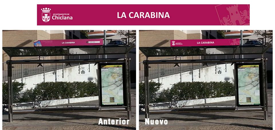 Diseño cabecera marquesinas de autobuses. Ayto de Chiclana.
