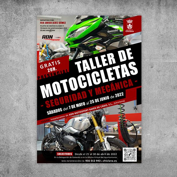 Cartel Taller de motocicletas. Ayto de Chiclana.