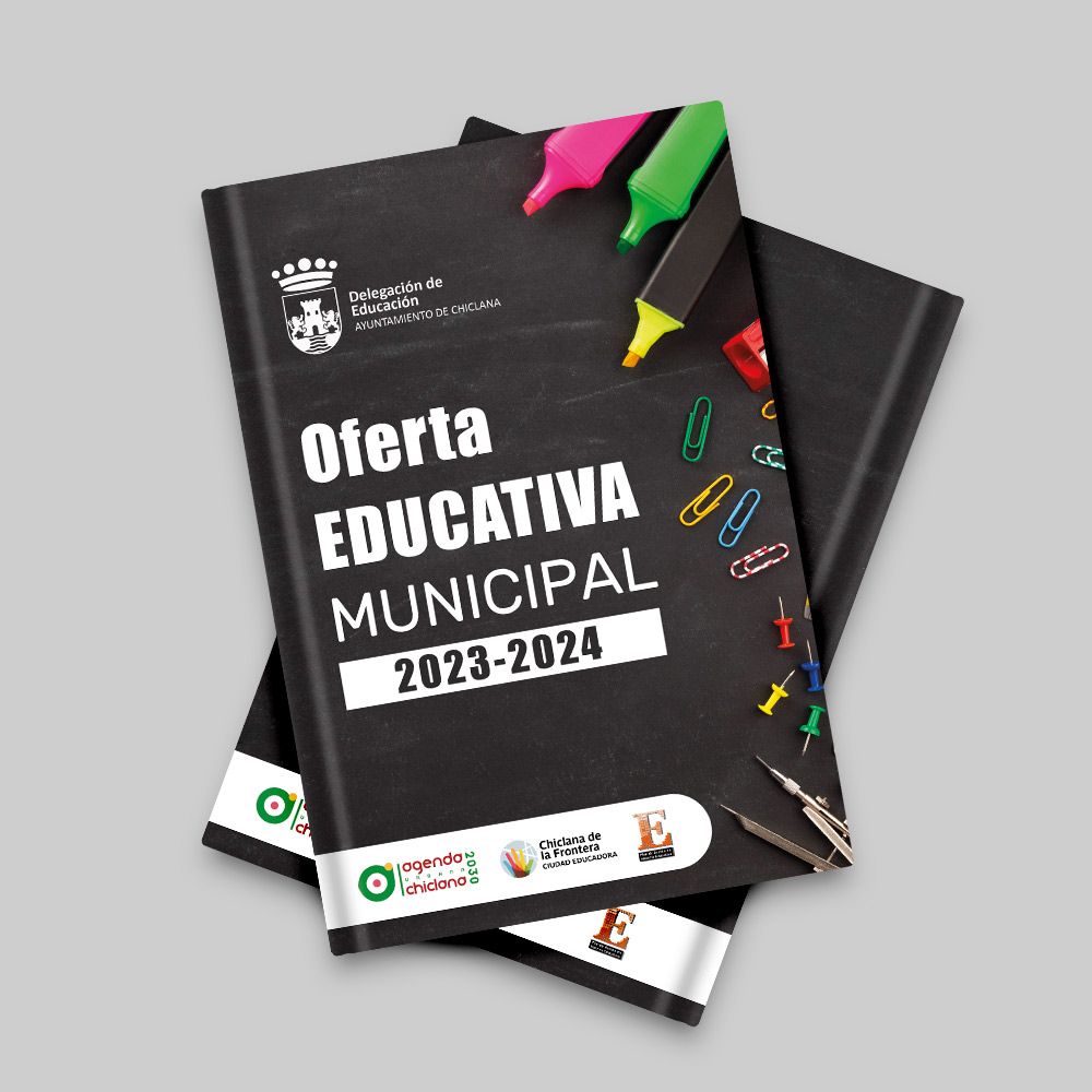 Maquetación libro Oferta Educativa. Ayuntamiento de Chiclana. 2023.