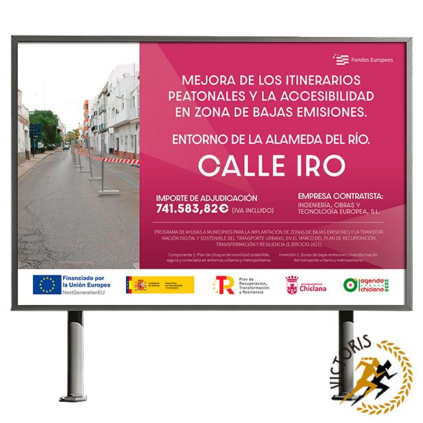 Vallas de obras Ayuntamiento de Chiclana. Calle Iro y Calle Arroyuelo.