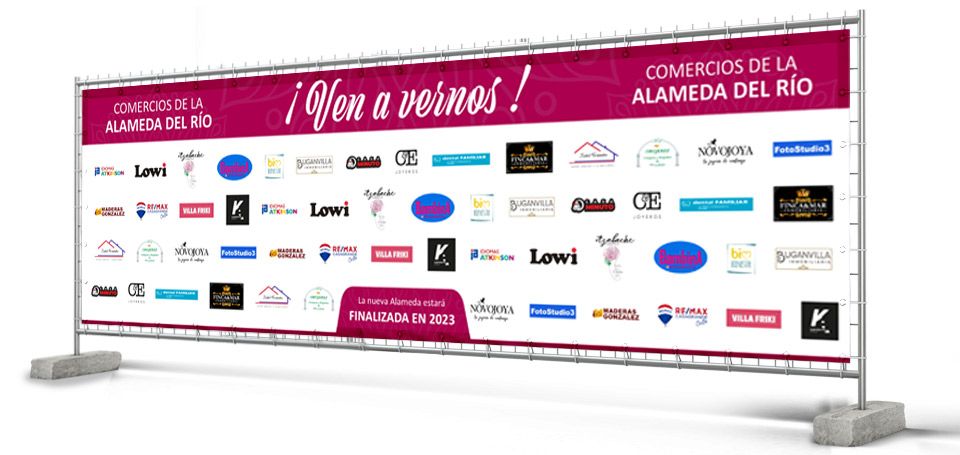 Valla obras para promocionar comercios. Ayto de Chiclana.